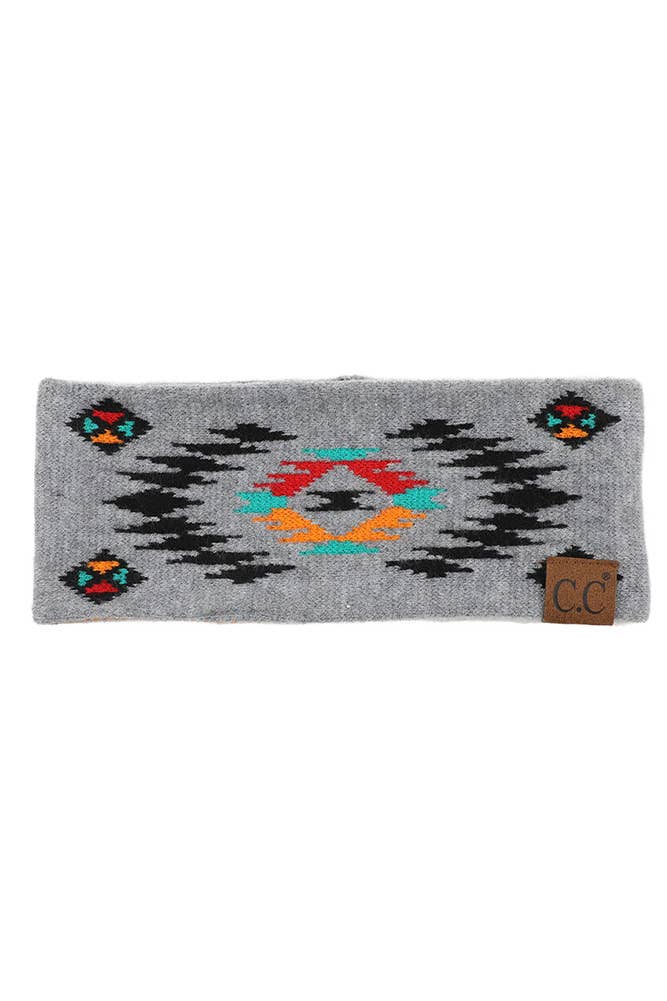 C.C Soft Aztec Pattern Headwrap: Dark Gray