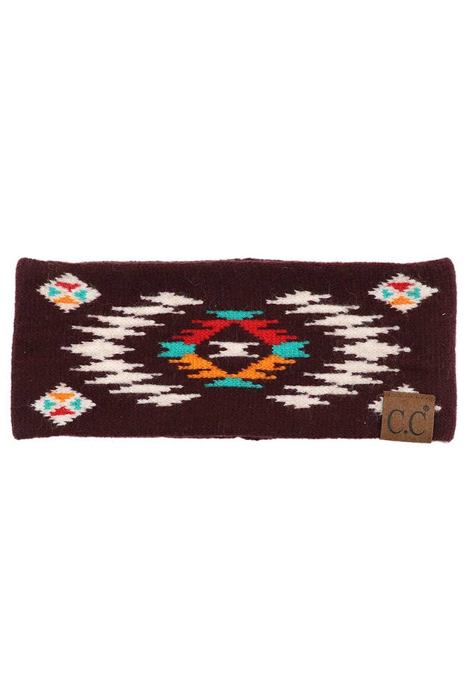 C.C Soft Aztec Pattern Headwrap: Black