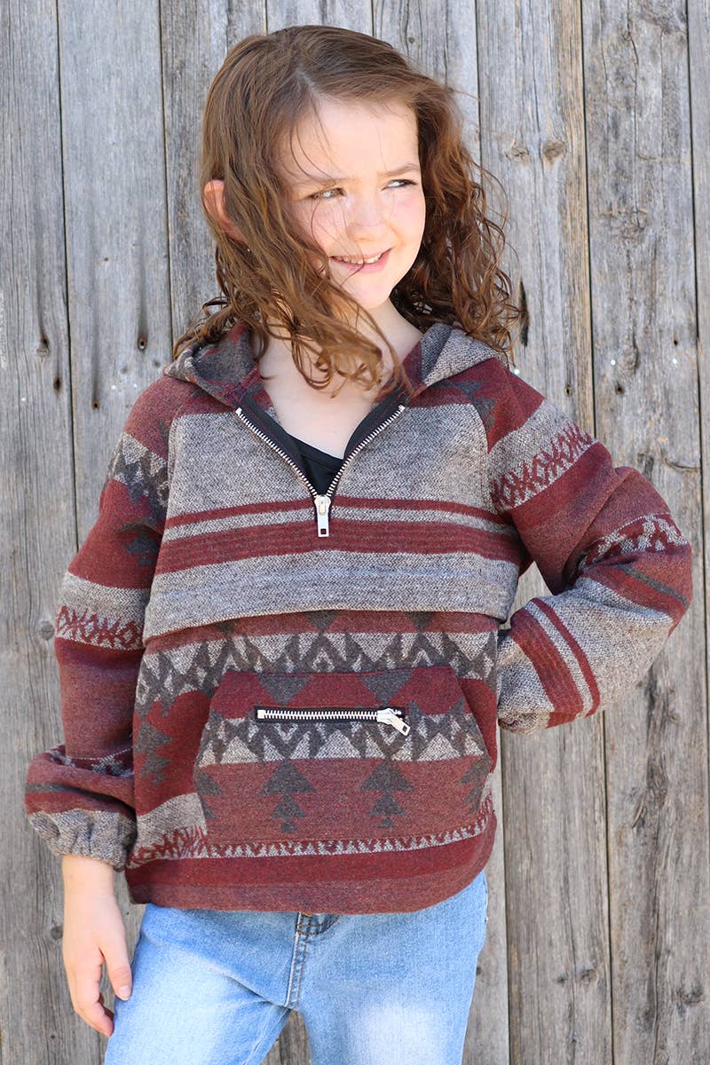 AZTEC PRINTED PULLOVER W/POCKET. TPG65113040 -JEAN: XS