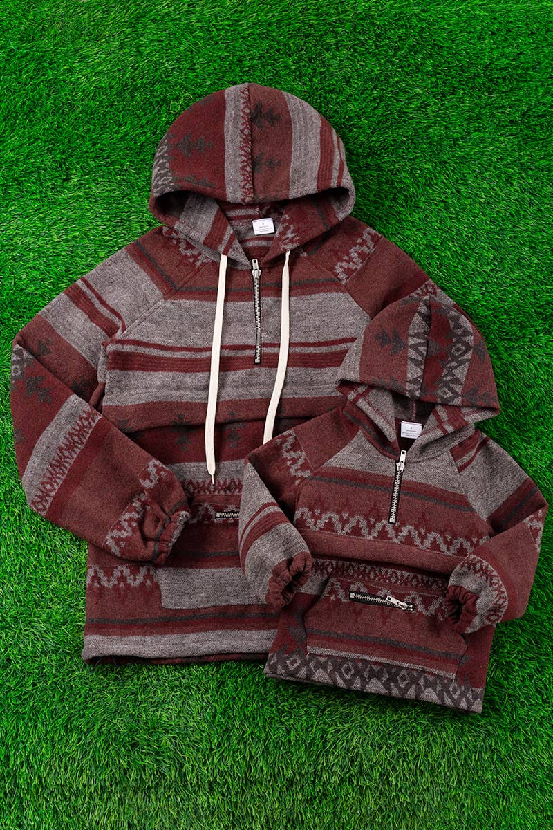 AZTEC PRINTED PULLOVER W/POCKET. TPG65113040 -JEAN: L