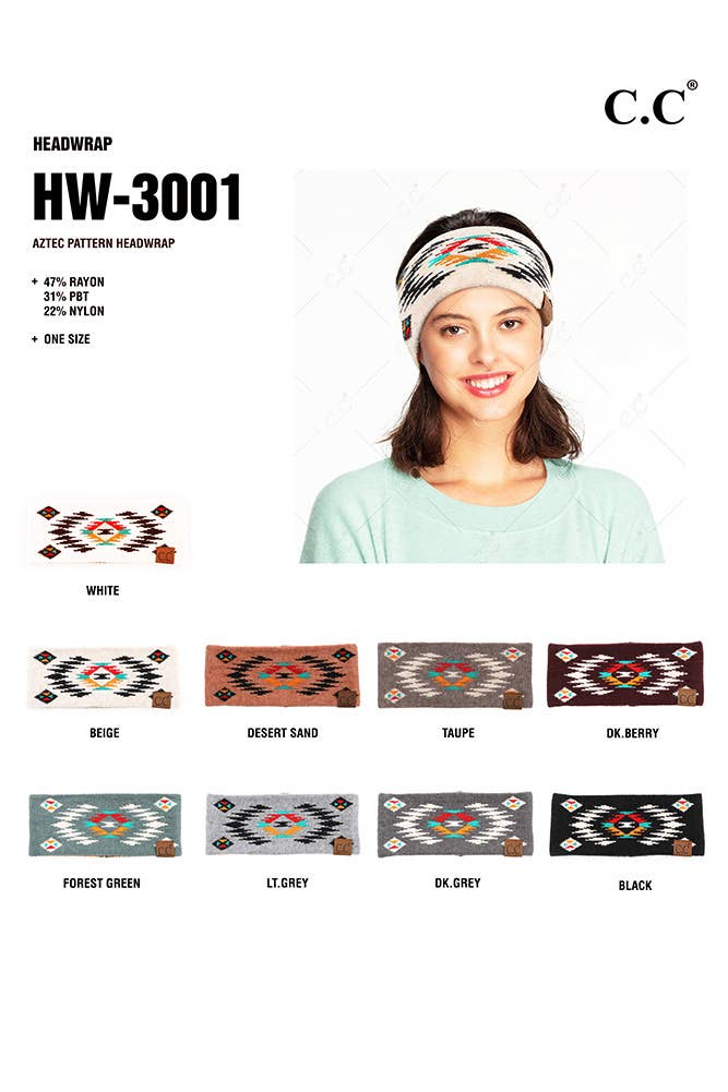 C.C Soft Aztec Pattern Headwrap: Desert Sand