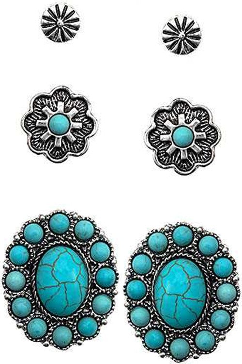 FLOWER CONCHO EARRING SET