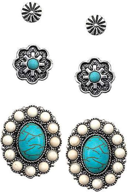 FLOWER CONCHO EARRING SET