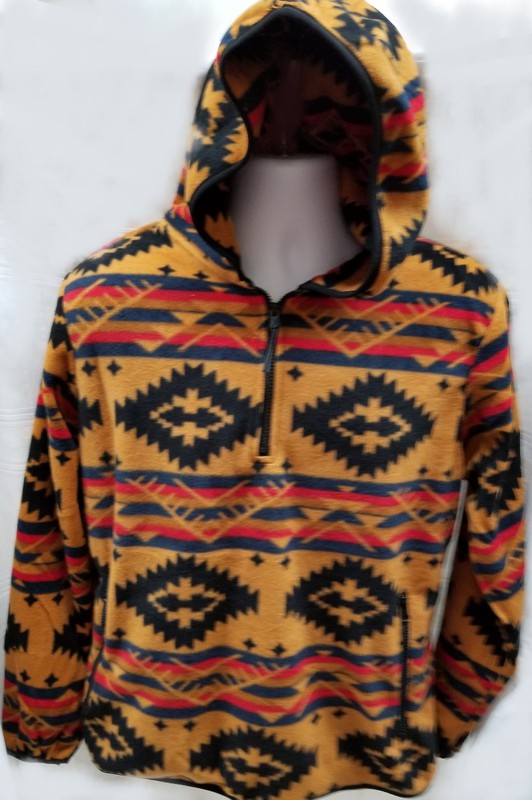 MEN'S ORANGE AZTEC HOODIE