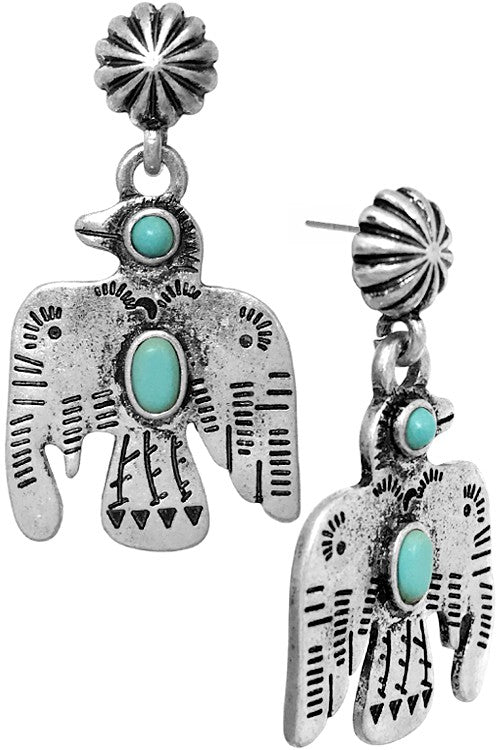 THUNDERBIRD TURQUOISE GEM EARRINGS