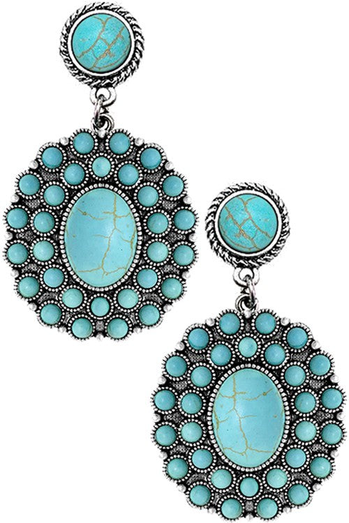 TURQUOISE FLOWER EARRINGS