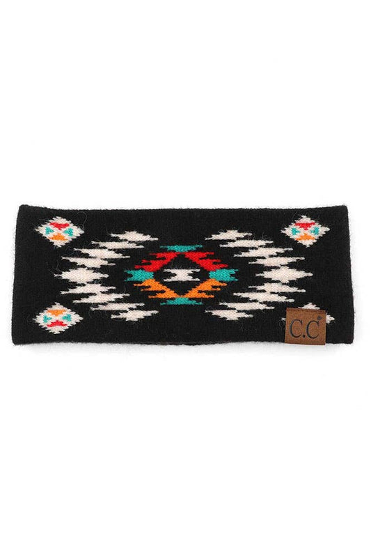 C.C Soft Aztec Pattern Headwrap: Black