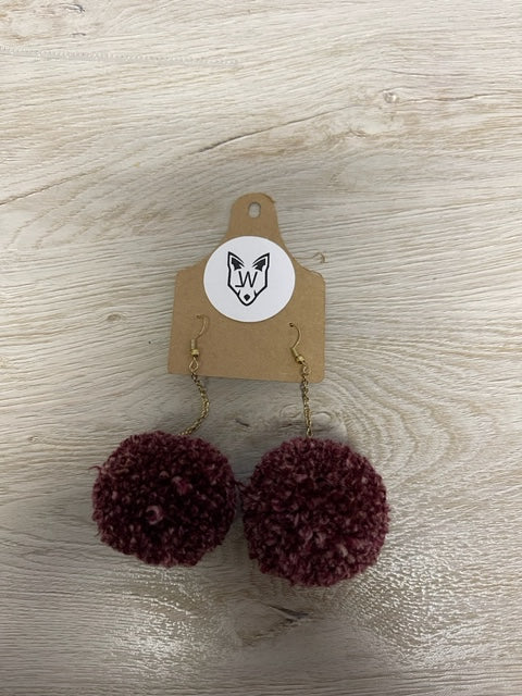 DARK RED HEATHER POM POM