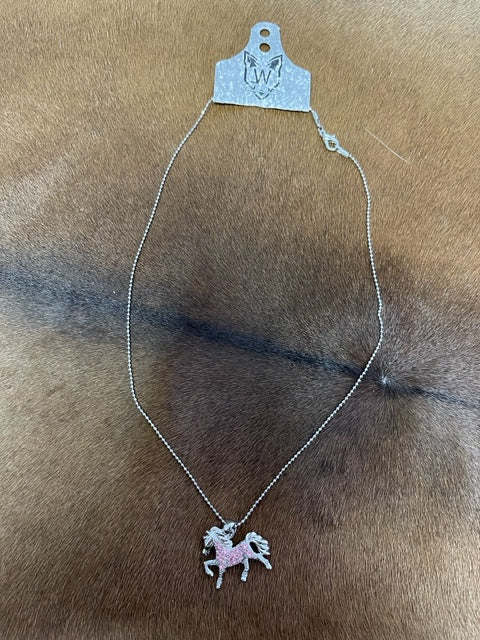 PINK HORSE NECKLACE